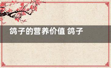 鸽子的营养价值 鸽子的营养价值及功效